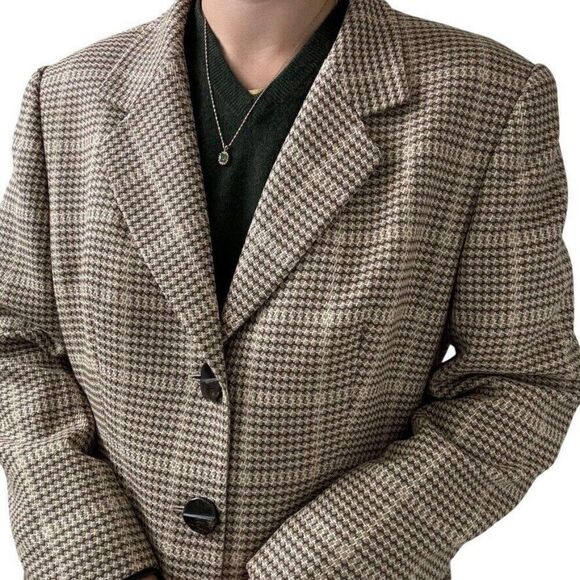 Vintage Womens Escada Brown Wool Cashmere Preppy Academia Blazer Sz 44 - Picture 5 of 11